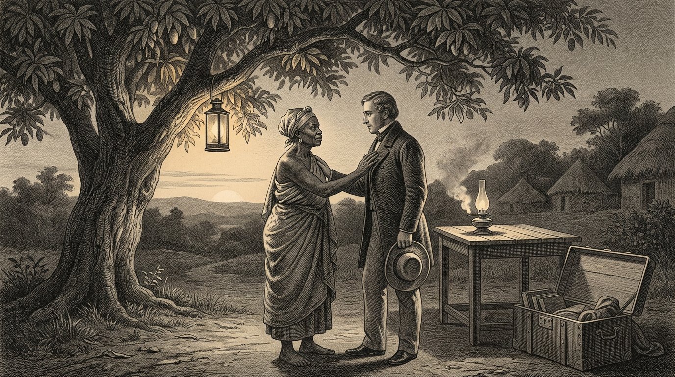 Petros und Yara nehmen bei Sonnenuntergang Abschied, die rechte Hand an der Brust des jeweils anderen.